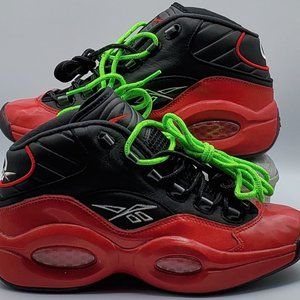 Reebok Question Mid Iverson Men's Size 9.5 W/Laces Black/Red G57551 New